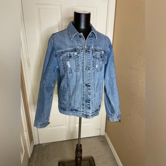 Unisex Gap Denim Gap Customized , Medium Wash Denim Icon Jean Jacket, Sz Large  - Picture 9 of 16
